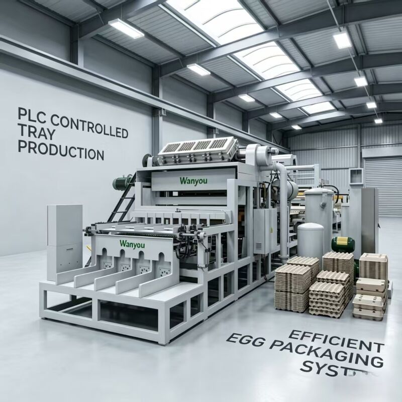 WANYOU WY-P6 Rotary Egg Tray Forming Machine with PLC Automatic Control สําหรับการผลิต 2000-3000 ชิ้น/ชั่วโมง โดยใช้กระดาษรีไซเคิล